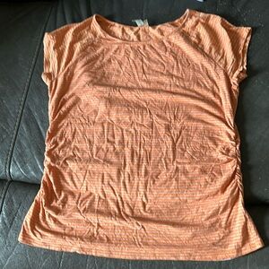 Orange and white short sleeve shirt